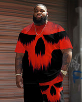 Big Guy's Street Fashion Horror Movie Print T-Shirt Shorts Set